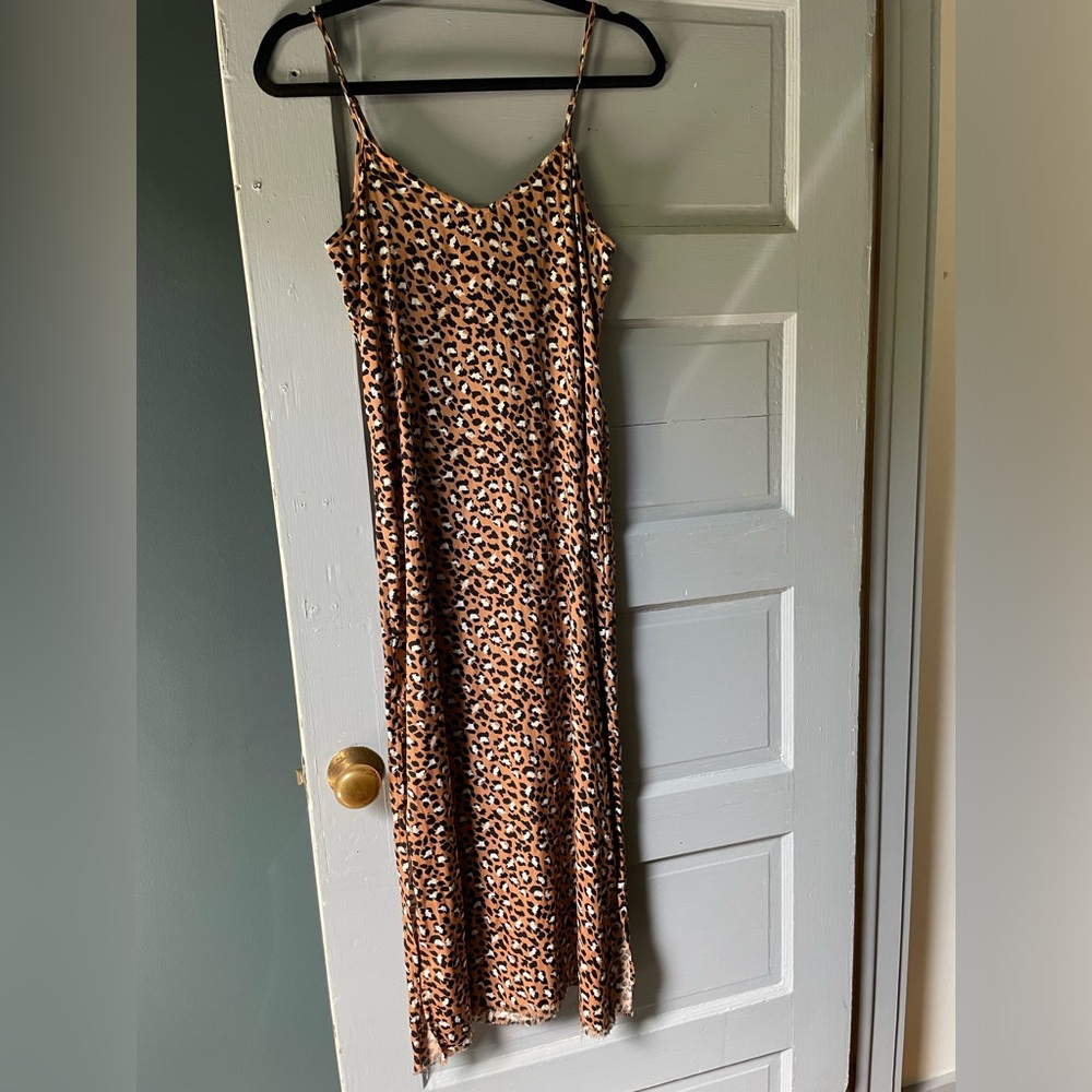 Aerie cheetah print maxi dress, XS, fringe